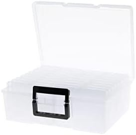 Photo Storage Box 5" x 7", 18 Inner Extra Large Photo Organizer Container, Plastic Craft Storage Box with Handle for Cards, Sticker, Seed, Scrapbooking, Craft, Classroom Supplies by IDekooror