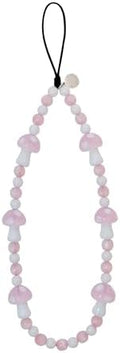 Drawwind Phone Charm Beaded Wristlet Strap Universal Cell Phone Lanyard Cute Bracelet Wrist Strap Beaded Chain String Handmade Accessories for Case Camera Bags (Pink Mushroom) by Drawwind