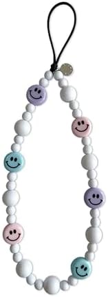 Drawwind Phone Charm Beaded Wristlet Strap Universal Cell Phone Lanyard Cute Bracelet Wrist Strap Beaded Chain String Handmade Accessories for Case Camera Bags (Smiley Face) by Drawwind