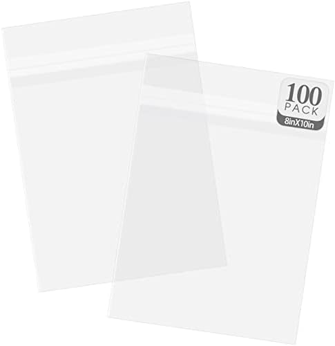 Golden State Art 8x10 Inch Crystal Sealed Clear Plastic Sleeves,100 Pack by GoldenStateArt