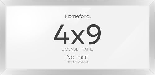 Homeforia 4x9 Silver Business License Frame, High-End Metal, Glass by Homeforia