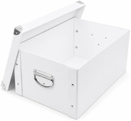 GUOZI Collapsible Storage Box, Decorative Memory Box with Lid & Metal Reinforced Corners, Cardboard File Bin with Handles, Organizer Gift Box for Keepsake Toy Photos Office Nursery Wardrobe Bookshelf by GUOZI