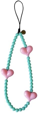 Drawwind Phone Charm Beaded Wristlet Strap Universal Cell Phone Lanyard Cute Bracelet Wrist Strap Beaded Chain String Handmade Accessories for Case Camera Bags (Love Hearts) by Drawwind