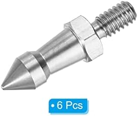PATIKIL 1/4 Inch Thread Tripod Spike, 6 Pack Camera Tripod Ground Spike Screw Stainless Steel Spike Mount Adapter for Monopod Style 2, Silver - Image 3