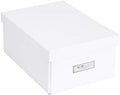 Bigso Box of Sweden Karin Collapsible Storage Box with Labelframe for Easy Identification - Simple Assembly Without Tools - Decorative Storage Boxes with Lids - 8.9in x 12.4in x 5.4in - White by Bigso