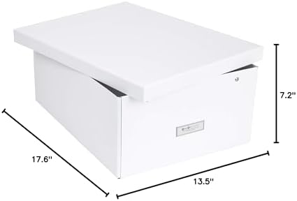 Bigso Box of Sweden Katrin Collapsible Storage Box with Labelframe for Easy Identification - Simple Assembly without Tools - Decorative Storage Boxes with Lids - 13.5in x 17.6in x 7.2in - White - Image 4