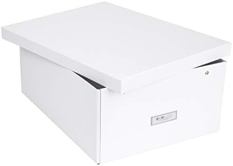 Bigso Box of Sweden Katrin Collapsible Storage Box with Labelframe for Easy Identification - Simple Assembly without Tools - Decorative Storage Boxes with Lids - 13.5in x 17.6in x 7.2in - White - Image 2