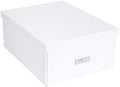 Bigso Box of Sweden Katrin Collapsible Storage Box with Labelframe for Easy Identification - Simple Assembly without Tools - Decorative Storage Boxes with Lids - 13.5in x 17.6in x 7.2in - White by Bigso