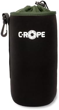C-Rope Neoprene Lens Pouch with Fleece Lining, Lens Case for Lenses and Camera Accessories, Black, X-Large, Backpack by C-Rope