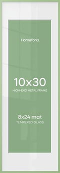 Homeforia 10x30 Green Picture Frame, High-End Metal, 8x24 Mat, Glass by Homeforia