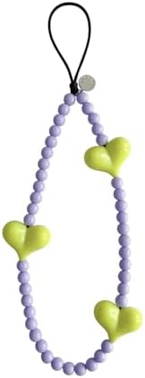 Drawwind Phone Charm Beaded Wristlet Strap Universal Cell Phone Lanyard Cute Bracelet Wrist Strap Beaded Chain String Handmade Accessories for Case Camera Bags (Green Heart) by Drawwind