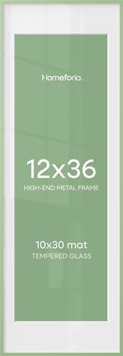 Homeforia 12x36 Green Picture Frame, High-End Metal, 10x30 Mat, Glass by Homeforia