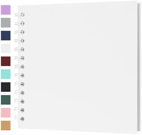 Scrapbook Album 7x7 Inches 40 Pages Hardcover Kraft Paper White by Bonyomor