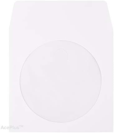 1,000 Pieces White Paper Sleeves for CDs or DVDs - Envelope Holder with Clear Window and Flap, 80g Economy Weight (1 Box = 10 packs x 100 Sleeves) - Image 2
