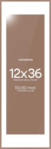 Homeforia 12x36 Mocha Picture Frame, High-End Metal, 10x30 Mat, Glass by Homeforia