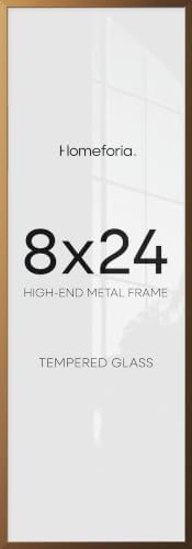 Homeforia 8x24 Bronze Panoramic Picture Frame, High-End Metal, Glass by Homeforia