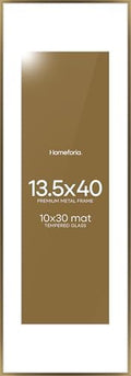 Homeforia 13.5x40 Bronze Picture Frame, High-End Metal, 10x30 Mat, Glass by Homeforia