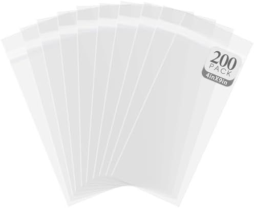 Golden State Art 4"x9" Acid-Free Crystal Clear Storage Sleeves,200 Pack by GoldenStateArt