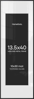 Homeforia 13.5x40 Black Picture Frame, High-End Metal, 10x30 Mat, Glass by Homeforia