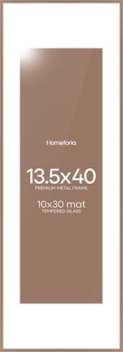 Homeforia 13.5x40 Mocha Picture Frame, High-End Metal, 10x30 Mat, Glass by Homeforia