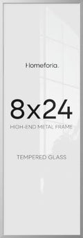 Homeforia 8x24 Silver Panoramic Picture Frame, High-End Metal, Glass by Homeforia