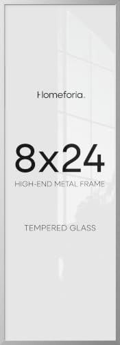 Homeforia 8x24 Silver Panoramic Picture Frame, High-End Metal, Glass by Homeforia