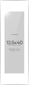 Homeforia 13.5x40 Silver Picture Frame, High-End Metal, 10x30 Mat, Glass by Homeforia