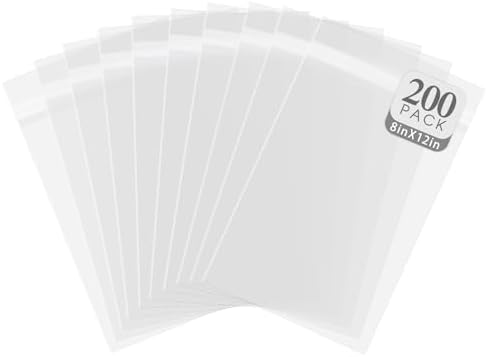 Golden State Art 8"x12" Acid-Free Crystal Clear Storage Sleeves,200 Pack by GoldenStateArt