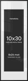 Homeforia 10x30 Black Picture Frame, High-End Metal, 8x24 Mat, Glass by Homeforia