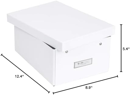 Bigso Box of Sweden Karin Collapsible Storage Box with Labelframe for Easy Identification - Simple Assembly Without Tools - Decorative Storage Boxes with Lids - 8.9in x 12.4in x 5.4in - White - Image 4