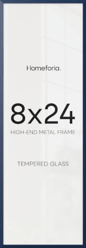 Homeforia 8x24 Blue Panoramic Picture Frame, High-End Metal, Glass by Homeforia