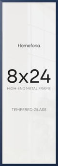 Homeforia 8x24 Blue Panoramic Picture Frame, High-End Metal, Glass by Homeforia