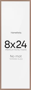 Homeforia 8x24 Mocha Panoramic Picture Frame, High-End Metal, Glass by Homeforia
