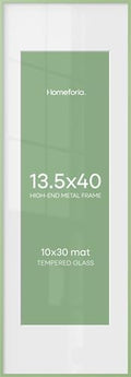 Homeforia 13.5x40 Green Picture Frame, High-End Metal, 10x30 Mat, Glass by Homeforia