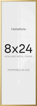 Homeforia 8x24 Gold Panoramic Picture Frame, High-End Metal, Glass by Homeforia