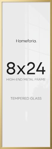 Homeforia 8x24 Gold Panoramic Picture Frame, High-End Metal, Glass by Homeforia