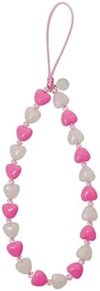 Drawwind Phone Charm Strap Cute Wrist Straps Cell Phone Charm String Y2K Aesthetic Lanyard Wristlet Chain for Case Camera AirPods Bags Keychains (Pink Hearts) by Drawwind