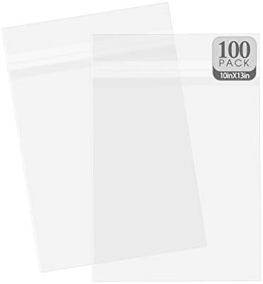 Golden State Art 10x13 Inch Crystal Sealed Clear Plastic Sleeves,100 Pack by GoldenStateArt