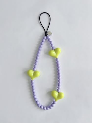 Drawwind Phone Charm Beaded Wristlet Strap Universal Cell Phone Lanyard Cute Bracelet Wrist Strap Beaded Chain String Handmade Accessories for Case Camera Bags (Green Heart) - Image 6
