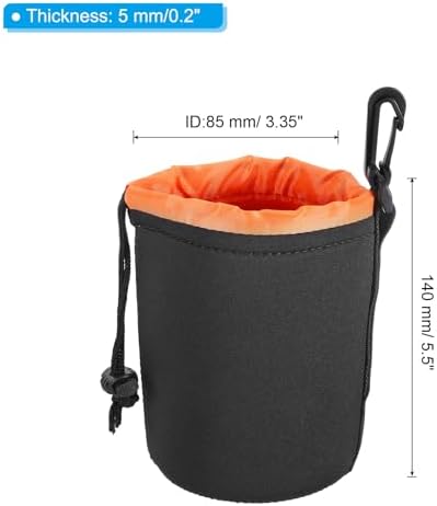 Patikil 3.3" x 5.5" Neoprene Lens Pouch - DSLR Camera Lens Case, Water Resistant, Black/Orange - Image 2
