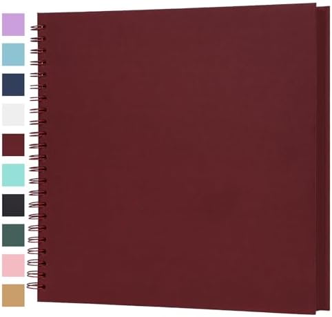 Scrapbook Album 12x12 Inches 100 Pages Hardcover Kraft Paper Red by Bonyomor