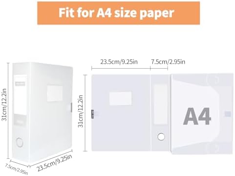 HUA JIE 6 Pack A4 Storage File Boxes Plastic Archives Cases,Transparent - Image 2