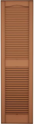 14 1/2"W x 60"H Lifetime Vinyl, Standard Cathedral Top Center Mullion, Open Louver Shutters, w/Installation Shutter-Lok's & Matching Screws (Per Pair), Treated Cedar - Image 5
