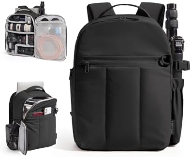 BAGSMART Small Camera Backpack for Women with Laptop Compartment, Black by BAGSMART
