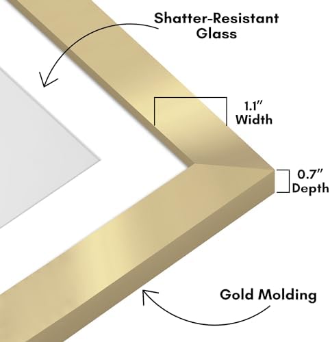 Americanflat 12x15 Picture Frame - Matted to 9x12 - Engineered Wood - Gold - Image 3