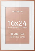 Homeforia 16x24 Rose Picture Frame, High-End Metal, 12x18 Mat, Glass by Homeforia