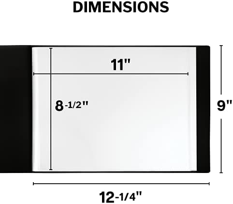 Dunwell 8.5x11" Portfolio Binder (Horizontal), Plastic Presentation Book, 24 Pockets Displays 48 Pages of Letter Size Documents, Certificates, Keepsakes, Art Portfolio Folder, 2 Pack, Black - Image 2