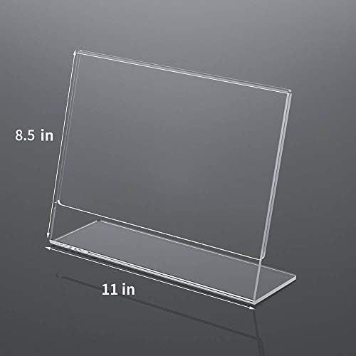 NIUBEE Acrylic Sign Holder 8.5 x 11 Horizontal L-Shape Flyer Stand 12 Pack - Image 3