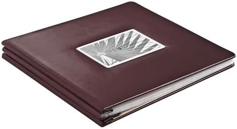 Old Town Bonded Leather Photo Album, Large Leather Scrapbook, Expandable Scrapbook Album 12x12 Double-Sided White Paper Pages and Optically Clear Pockets, Faux Suede Lining, Burgundy - Image 2
