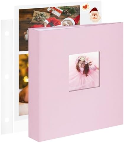 1DOT2 8.5x11 Inch 3 Ring DIY Scrapbook Photo Album, Pink by 1DOT2